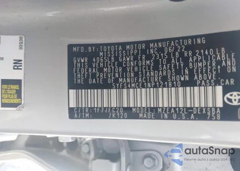 2022 Toyota Corolla Se Nightshade Edition from USA, damaged, VIN 5YFS4MCE1NP121810